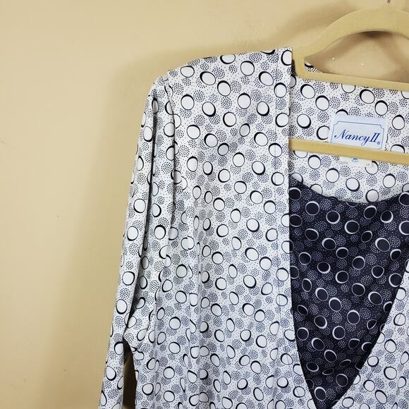 Vintage Printed Layered Blouse Size 14 - Picture 6 of 12